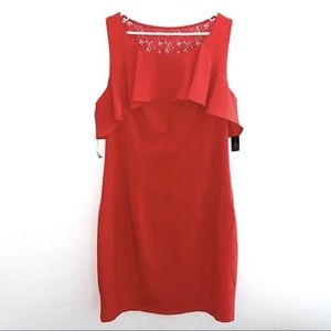 NWT Bisou Bisou Orange Dress with Ruffles and lace back